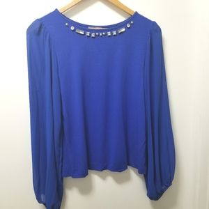 Vince Camuto Royal Blue Jeweled Top